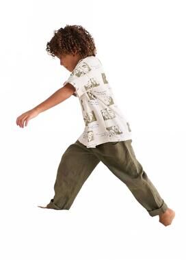 NEW PLAY UP kid's linen relaxed trousers in army